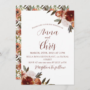 INVITATION MARIAGE DE FLEURS DE CHUTE DE COULEUR D'EAU