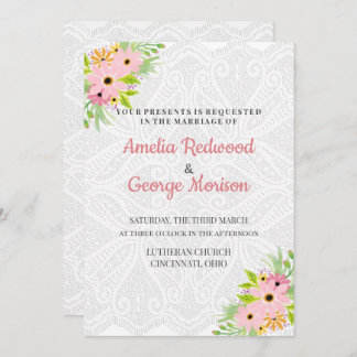 Invitation Mariage De Fleurs De Douille Et D'Aquarelle