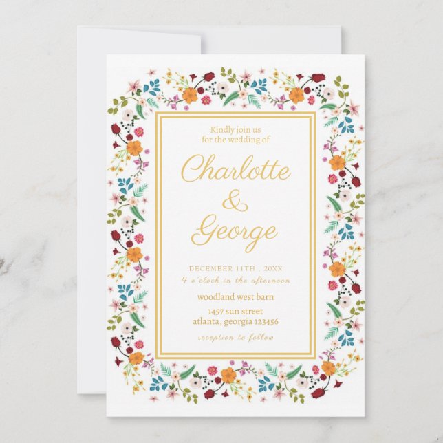 Invitation Mariage de fleurs de jardin chic (Devant)