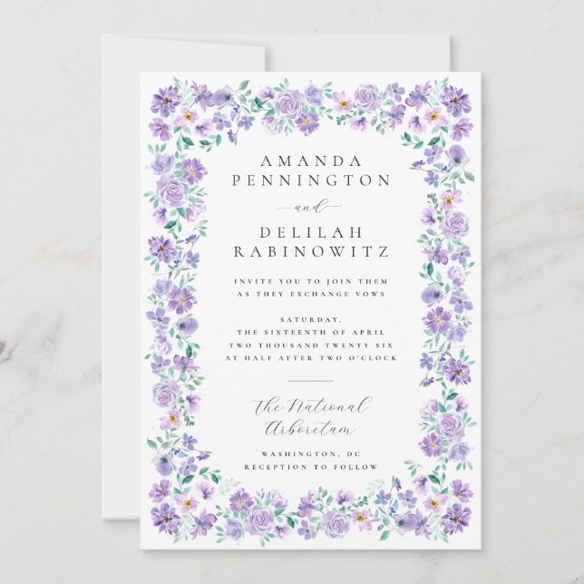 Invitation Mariage de fleurs de lavande violet de printemps c (Devant)