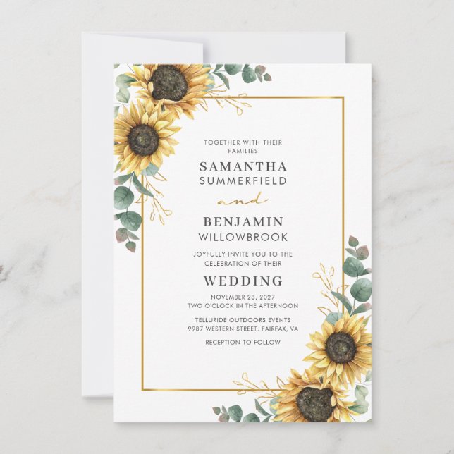 Invitation Mariage de fleurs de tournesol (Devant)