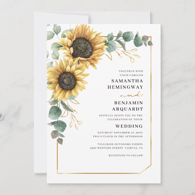 Invitation Mariage de fleurs de tournesol (Devant)
