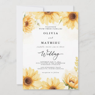 Invitation Mariage de fleurs de tournesol doré