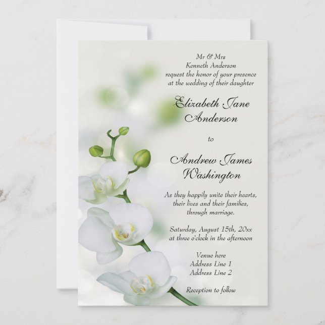 Invitation Mariage de fleurs d'orchidées (Devant)