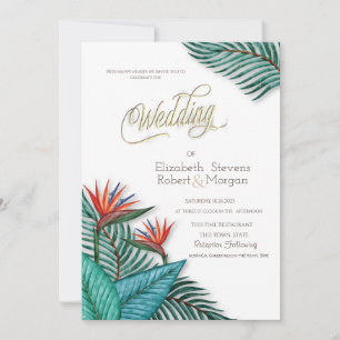 Invitation Mariage de fleurs exotiques tropicales