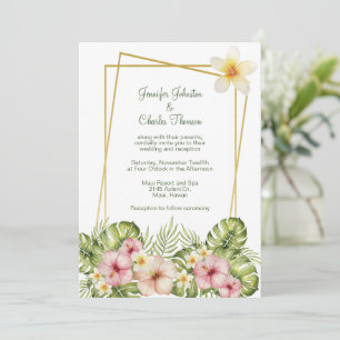 Invitation Mariage de fleurs hawaïennes tropicales
