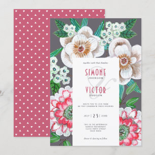 Invitation Mariage de fleurs peintes modernes