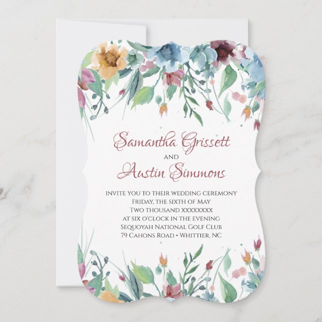 Invitation Mariage de fleurs printanières (Devant)