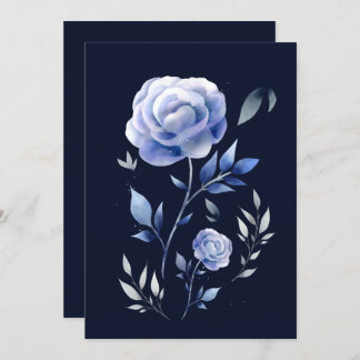 Invitation mariage de fleurs roses bleu poussiéreux