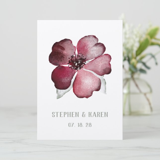 Invitation Mariage de fleurs rouges de canneberge (Debout devant)