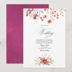 Invitation Mariage de fleurs sauvages Aquarelle