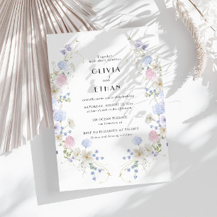 Invitation Mariage de fleurs sauvages roses et violettes de j