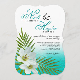 Invitation Mariage de fleurs tropicales de la plage d'Aloha