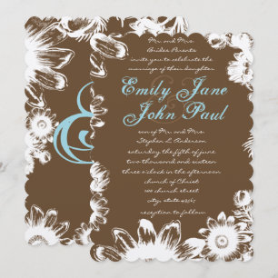 Invitation Mariage de fleurs Vintages Brown Rustique