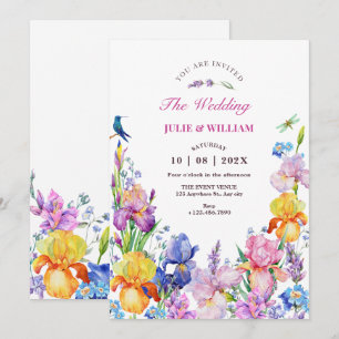 Invitation Mariage de fleurs violettes du jardin