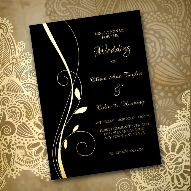 Invitation Mariage de flocon à feuilles élégantes (Créateur téléchargé)