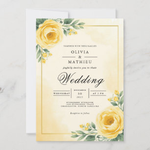 Invitation Mariage de floraison botanique en or