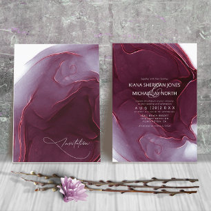 Invitation Mariage de flux d'encre Bourgogne ID762