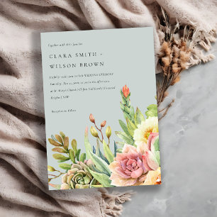 INVITATION MARIAGE DE FOLIAGE DE CACTI SUCCULENT DE DÉSERT BL
