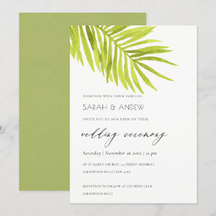 INVITATION MARIAGE DE FOLIER EN FEUILLE DE PALMIER VERT