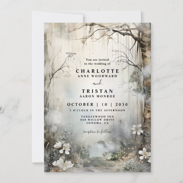 Invitation Mariage de fond forestier Imaginaire enchâssé (Devant)