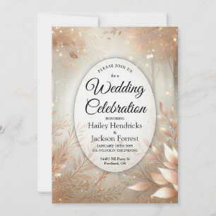 Invitation Mariage de forêt enchantée en bois de rose doré
