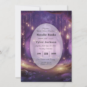 Invitation Mariage de forêt enchantée violet de minuit
