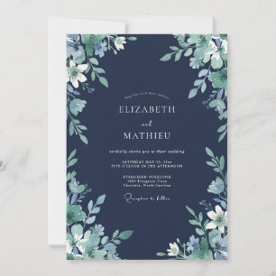 Invitation Mariage de forêt éthérée bleu marine