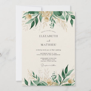 Invitation Mariage de forêt poli vert émeraude