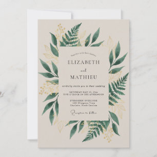 Invitation Mariage de forêt vert émeraude lustré