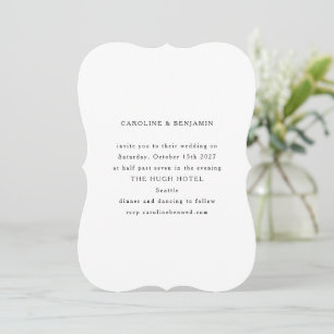 Invitation Mariage de forme unique en blanc classique