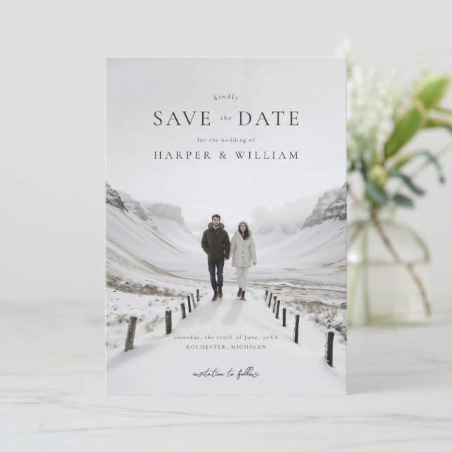 Invitation mariage de foto wintery enregistrer la date (Debout devant)