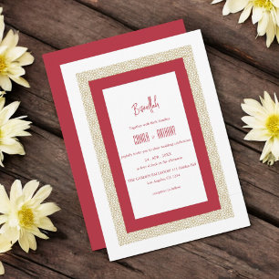 Invitation Mariage de frontière géométrique islamique rouge