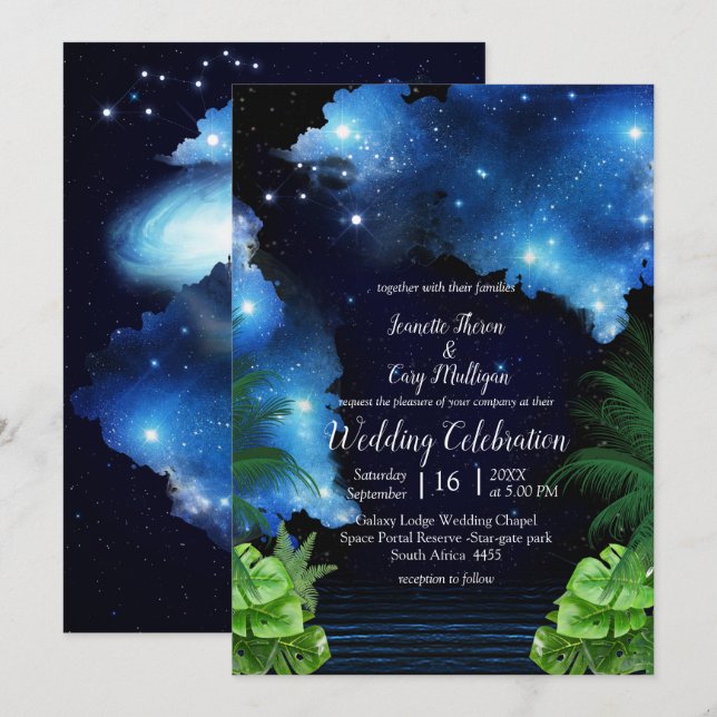 Invitation Mariage de galaxie spatiale (Devant / Derrière)