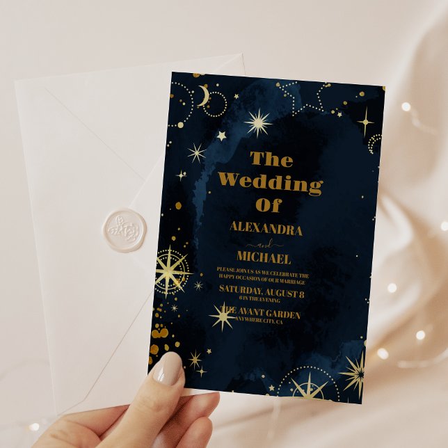 Invitation Mariage de galaxie Star Struck Watercolor (Créateur téléchargé)