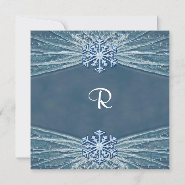 Invitation Mariage de givre d'hiver et de flocons de neige (Devant)