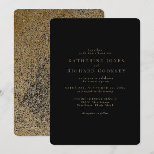 Invitation Mariage de glam arrondi noir et or moderne