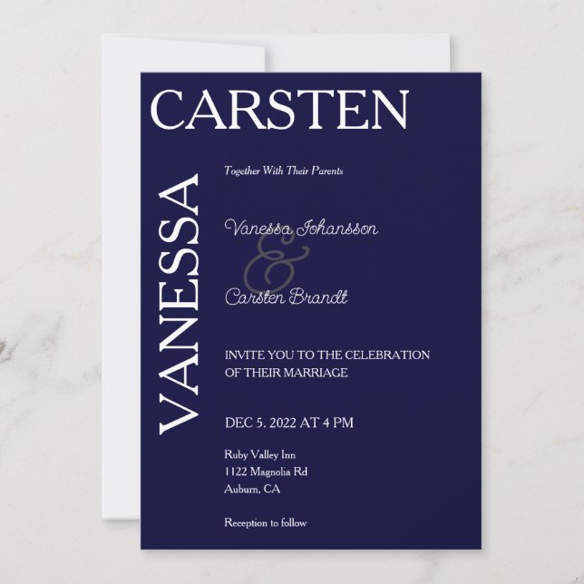 Invitation Mariage de glam moderne simpliste (Devant)