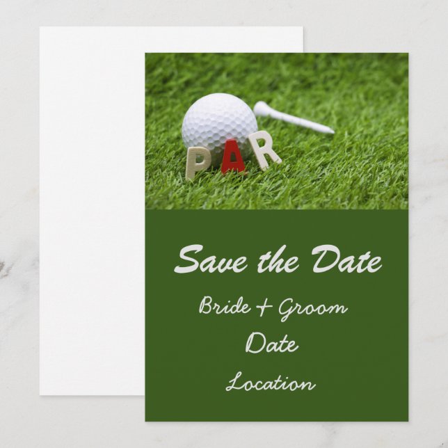 Invitation Mariage de golf économisez la date par pour aller  (Devant / Derrière)