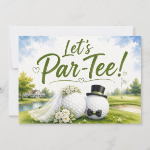 Invitation Mariage de golf Mariée et Marié Conception aquarel