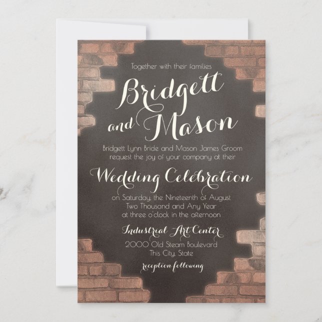 Invitation Mariage de graffitis en brique et ardoise (Devant)