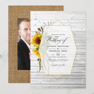 Invitation Mariage de grange de campagne géométrique de tourn