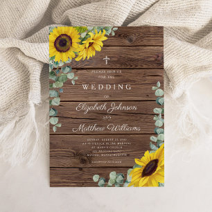 Invitation Mariage de grange florale rustique religieuse au t