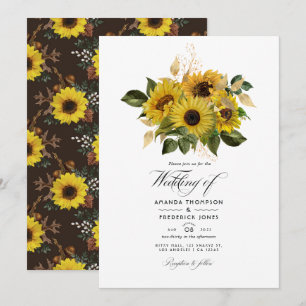 Invitation Mariage de grange rustique Tournesol