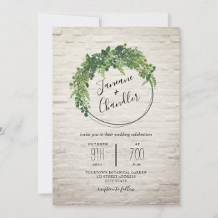 Invitation Mariage de Green White Brick Circle