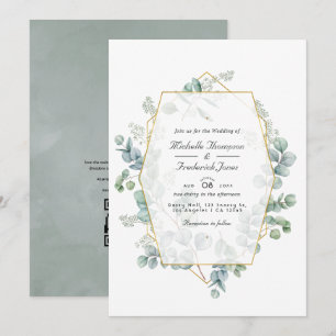 Invitation Mariage de jardin à motif géométrique d'eucalyptus