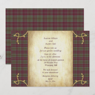 Invitation Mariage de jardin avec tartan écossais de Lindsay 
