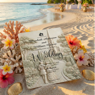 Invitation Mariage de jardin de cathédrale gothique de conte 