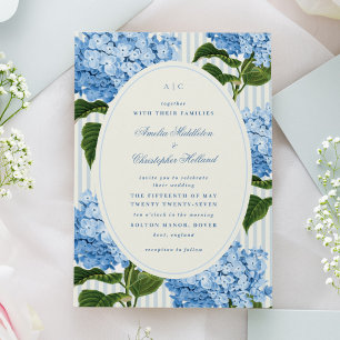 Invitation Mariage de Jardin de Hortensias Bleus sur la Côte 