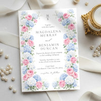 Mariage de jardin floral avec hortensia bleu et ro